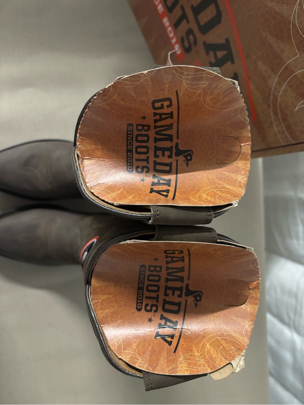 Ameda Brown Leather Western Boots with Embroidered Stitching - Picture 9 of 13
